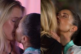 blu dumay y camila nash, beso en el internado